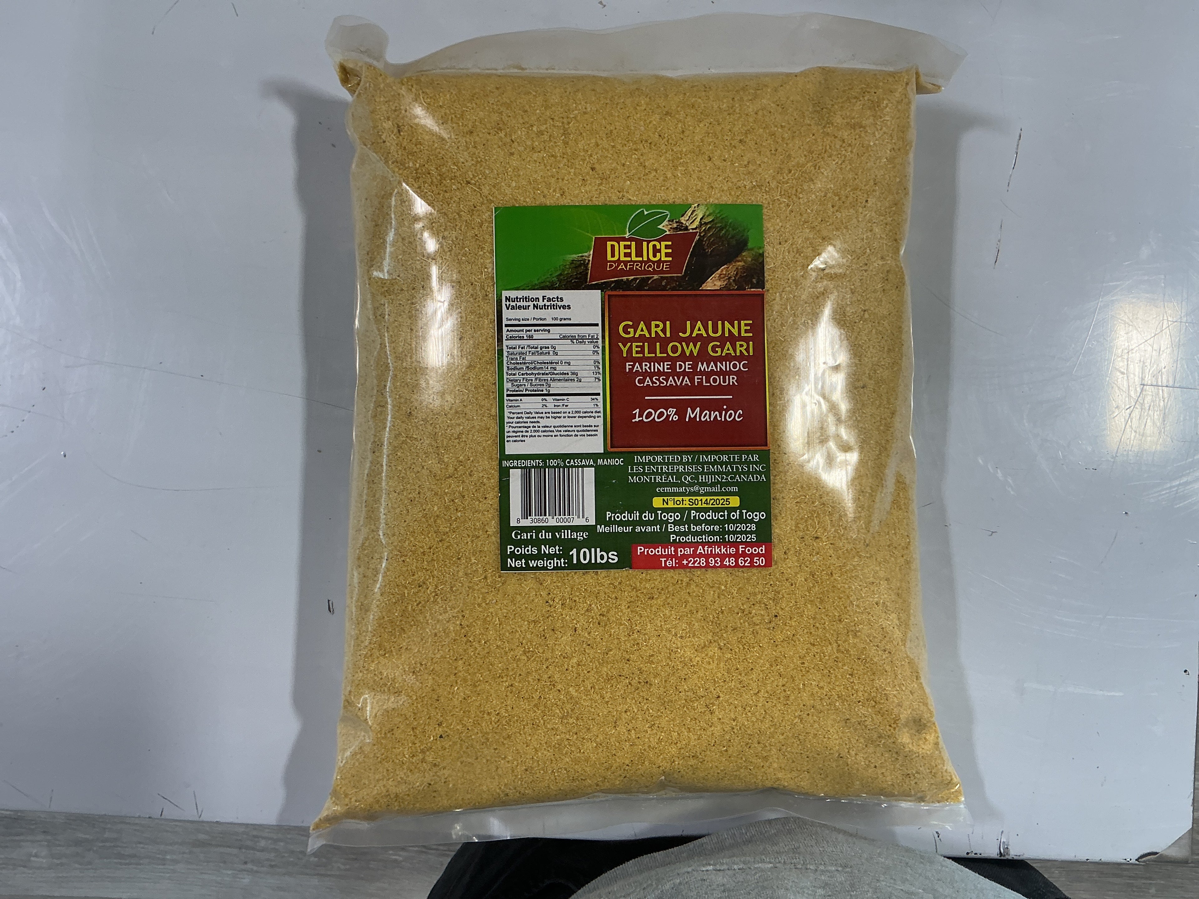 Delice Yellow Gari - Cassava Flour (10lbs)